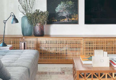 Xu hướng dùng thiết kế gỗ lưới cho nội thất trong nhà